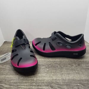 Oofos Oocandoo Recovery Sandals Shoes Black Hot Pink Women 8 New